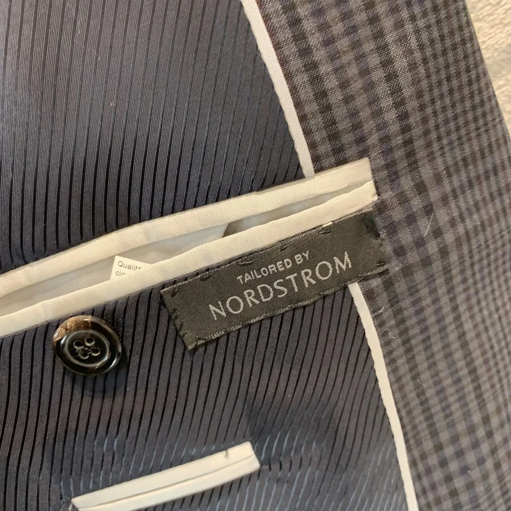 Boss Men's Blazer‎ 40S Sport Coat Blue Plaid Tailored Fit Wool Office Career
